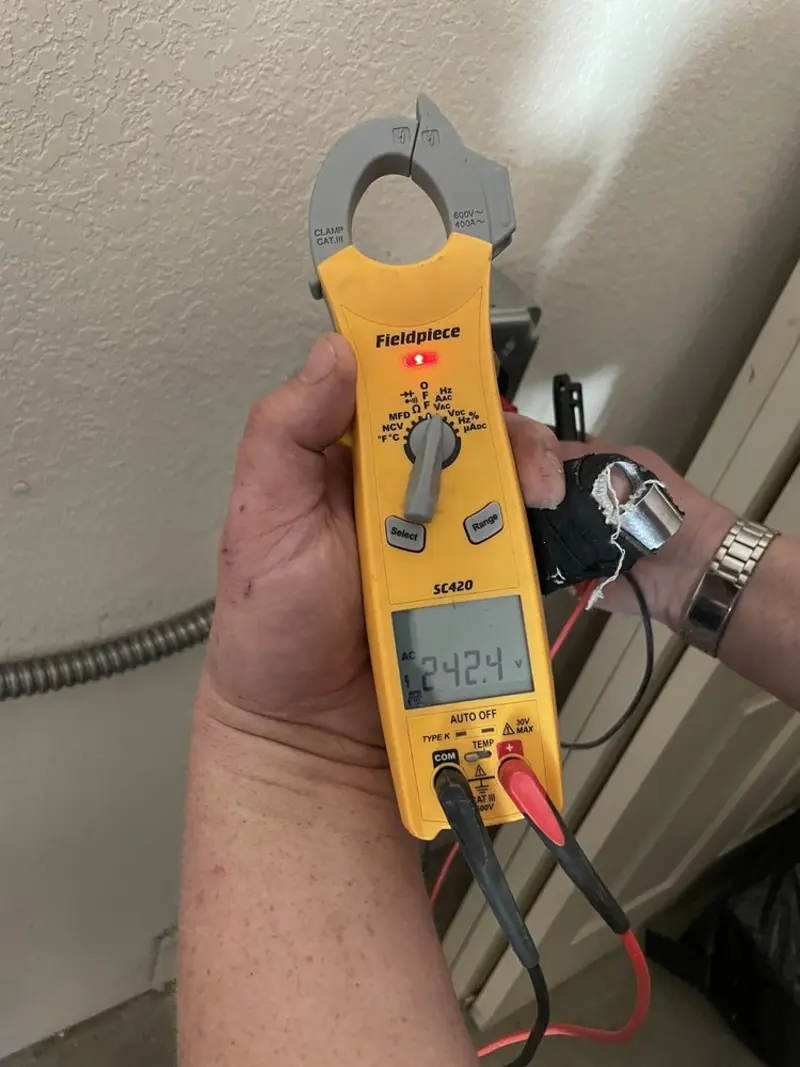 Voltage testing with clamp meter during Hot Tub / Pool Electrical Wiring in Elk River